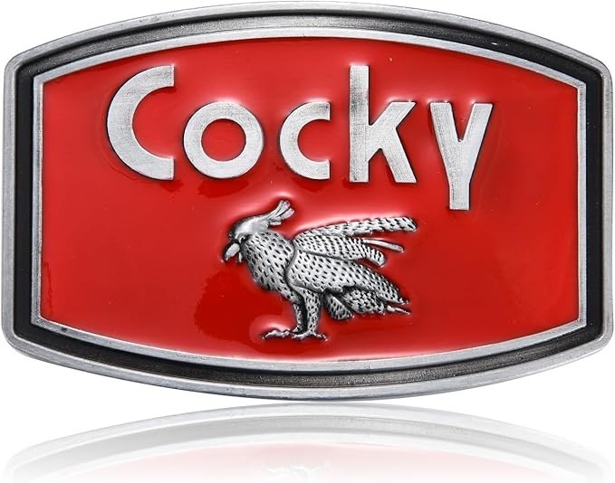 Cocky Pewter Finish Metal Belt Buckle