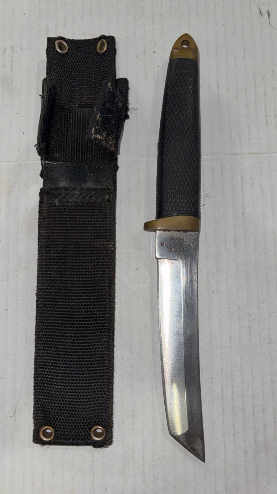 Vintage UC 245 Steel Tanto Fighting Knife Brass 11.25”