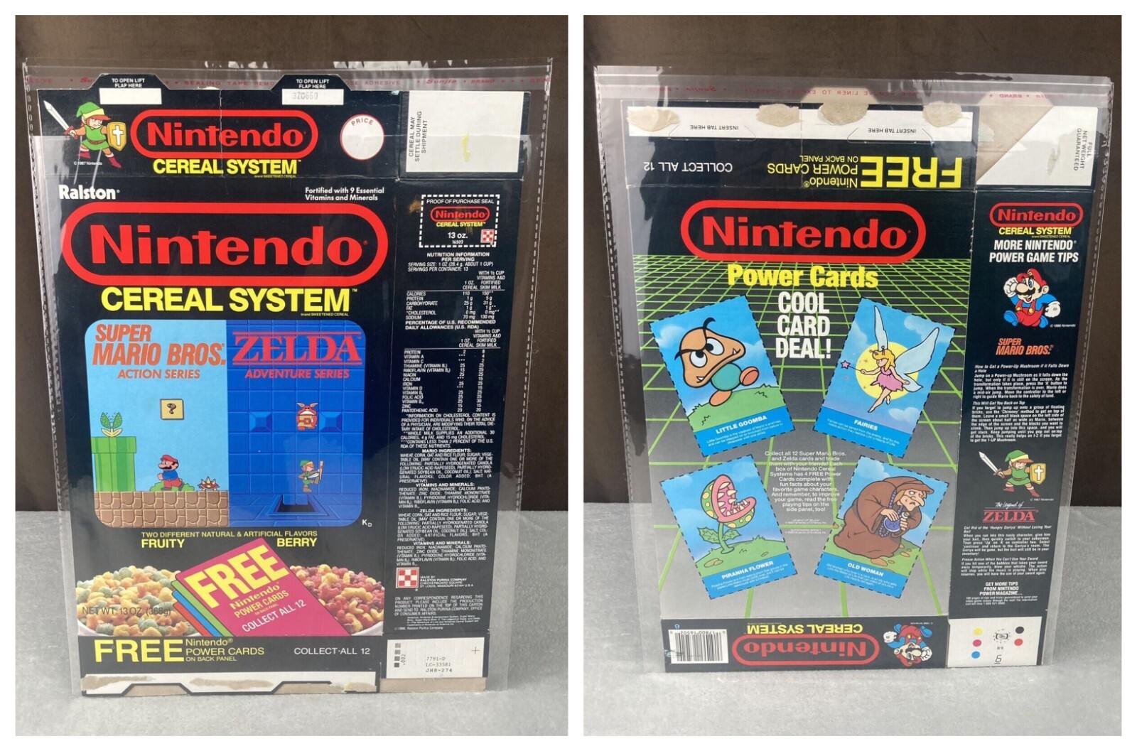 Vtg 1988 Ralston Nintendo Cereal System Box Zelda Mario Power Cards Back RARE Vtg 1988 Ralston Nintendo Cereal System Box Zelda Mario Power Cards Back RARE