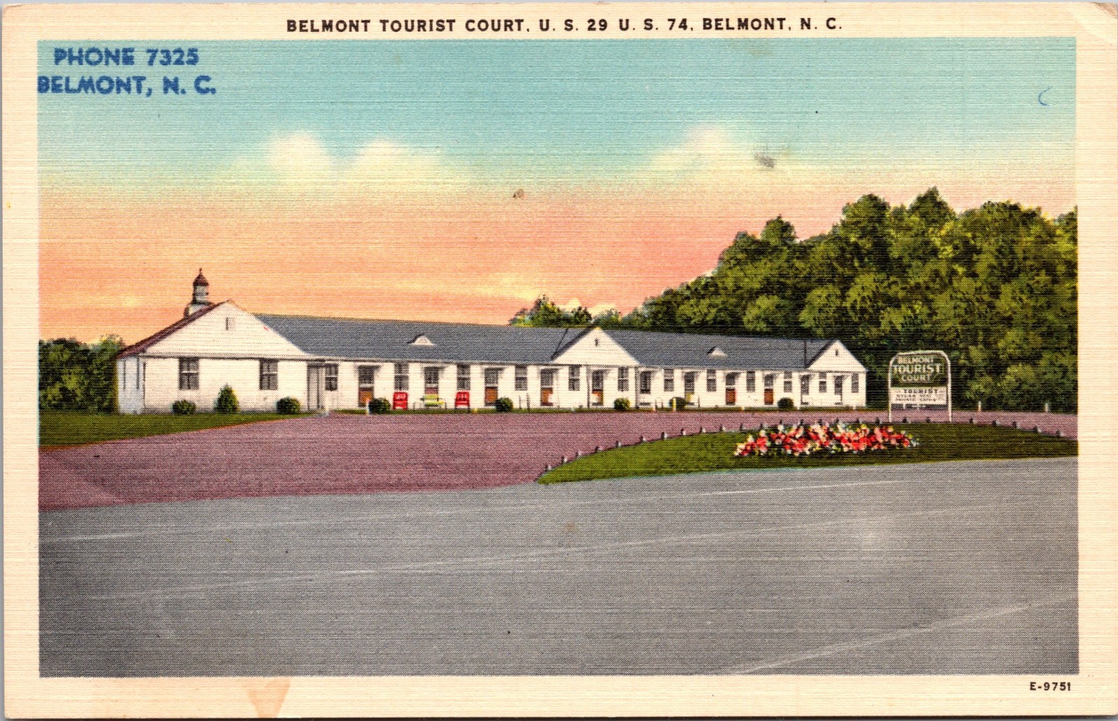 North Carolina Belmont Tourist Camp  Vintage Linen Postcard