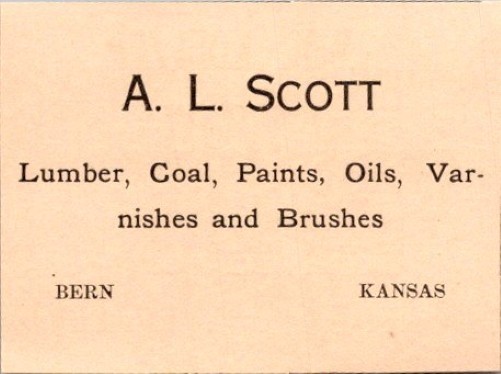 AL Scott Lumber Coal Paints Oils Bern KS 1908 Nemaha County Kansas Ad TAJ3-S21
