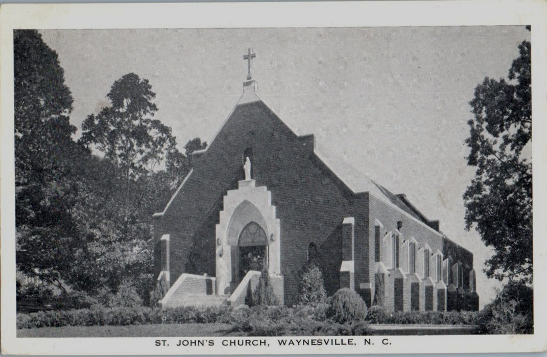 Vintage Postcard 1940s St. John\'s Church, Waynesville, North Carolina Vintage Postcard 1940s St. John\'s Church, Waynesville, North Carolina