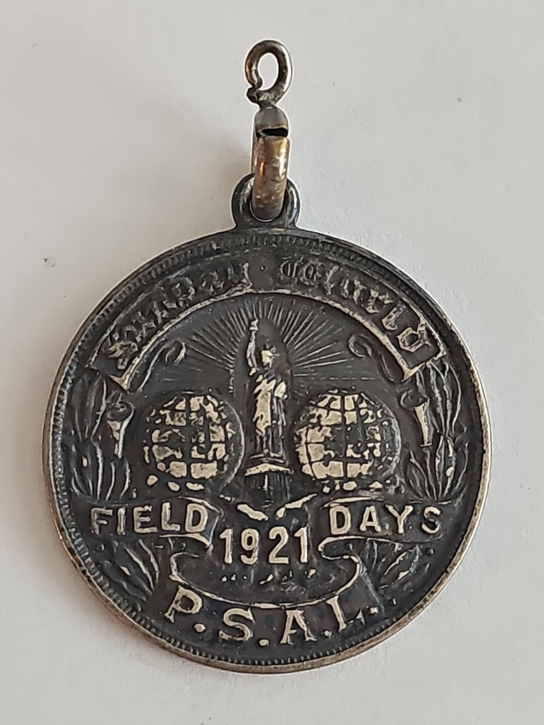 RARE 1921 Sunday World Field Days Dieges & Clust Sterling Silver Medal #8686