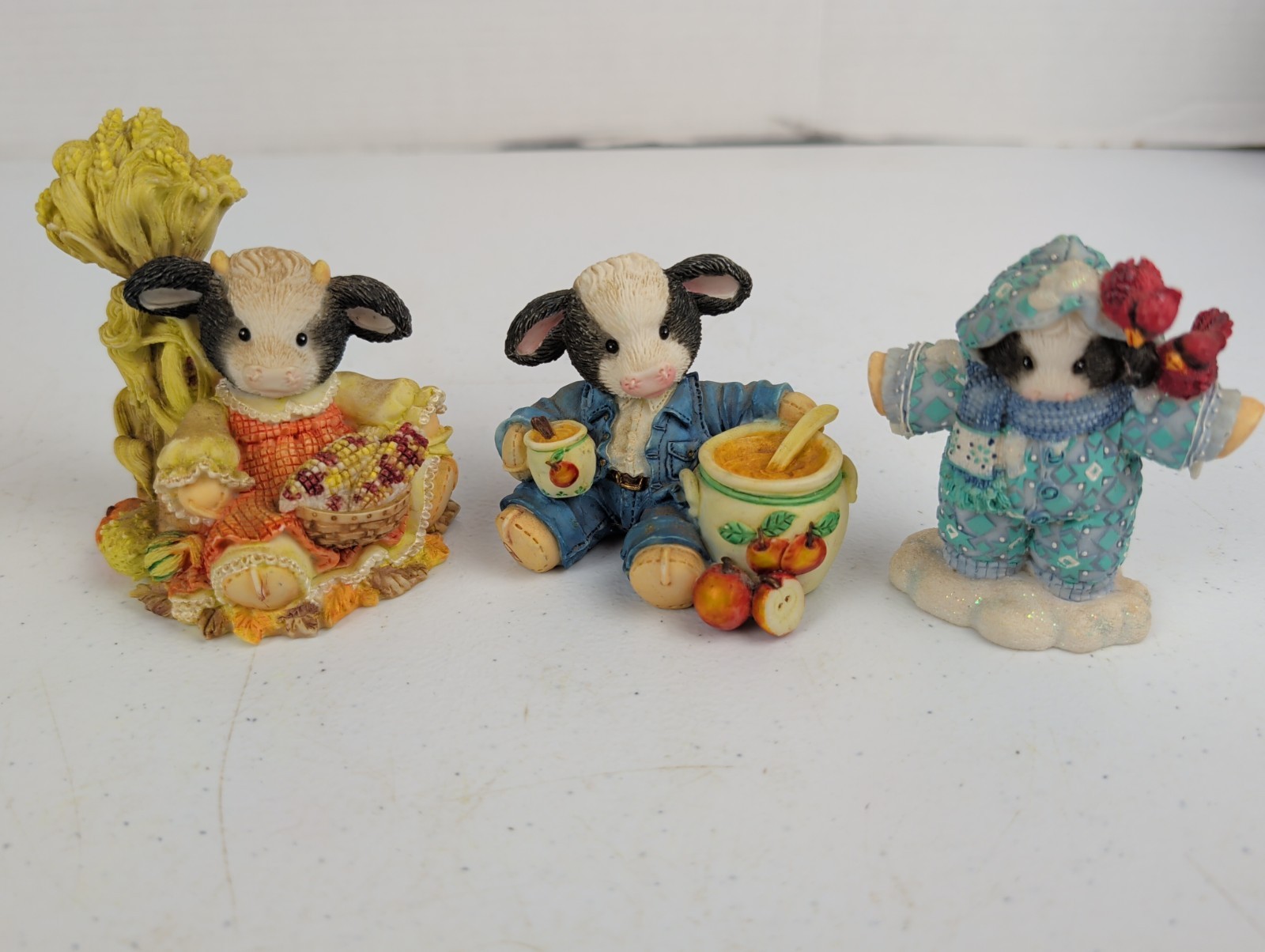 Mary\'s Moo Moos Figures Autumn/ Winter Vintage Lot Of 3 Excellent Condition
