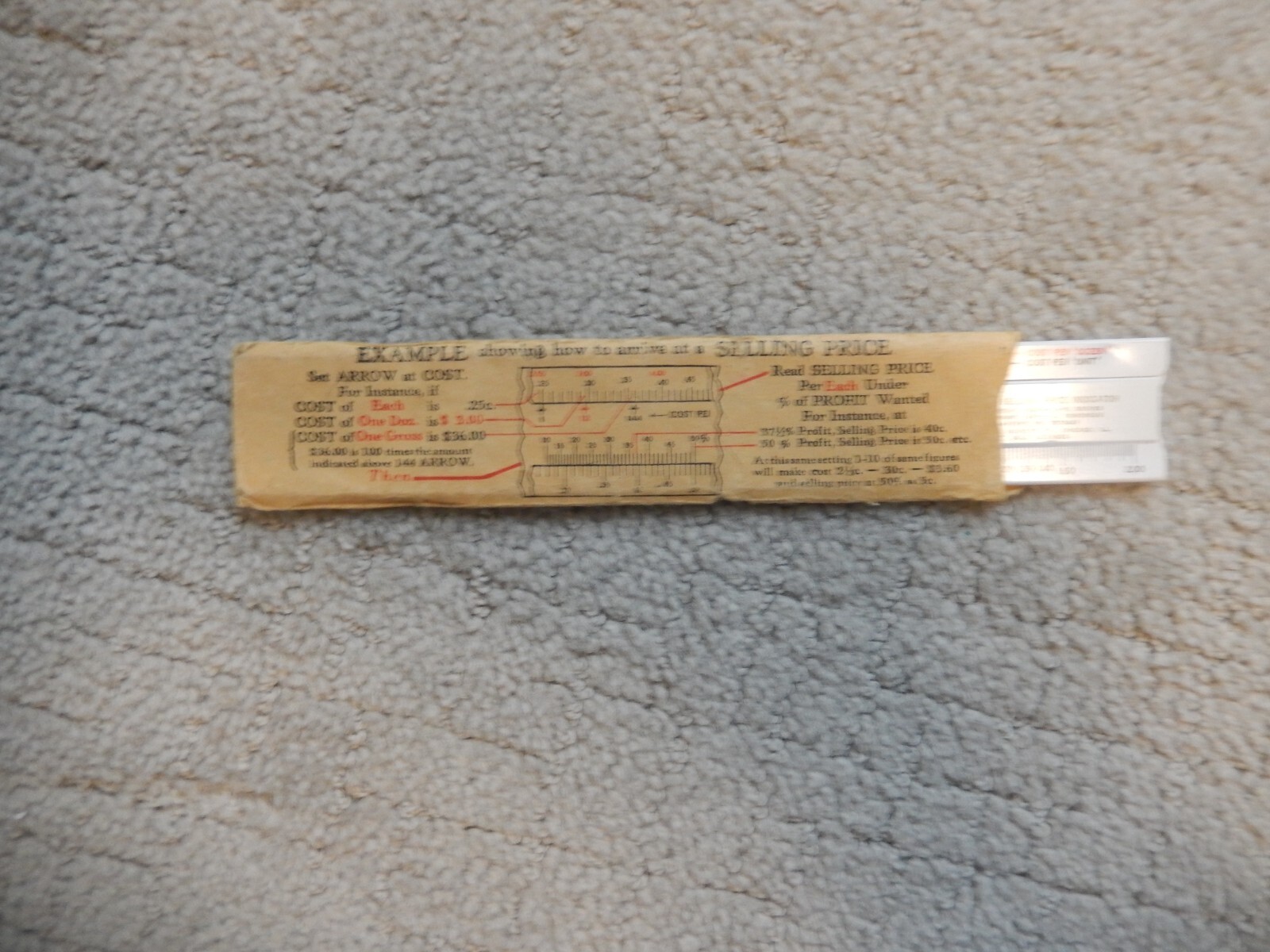 Hausmann\'s Inc. Products Cost & Selling Price Indicator Slide Rule Vintage