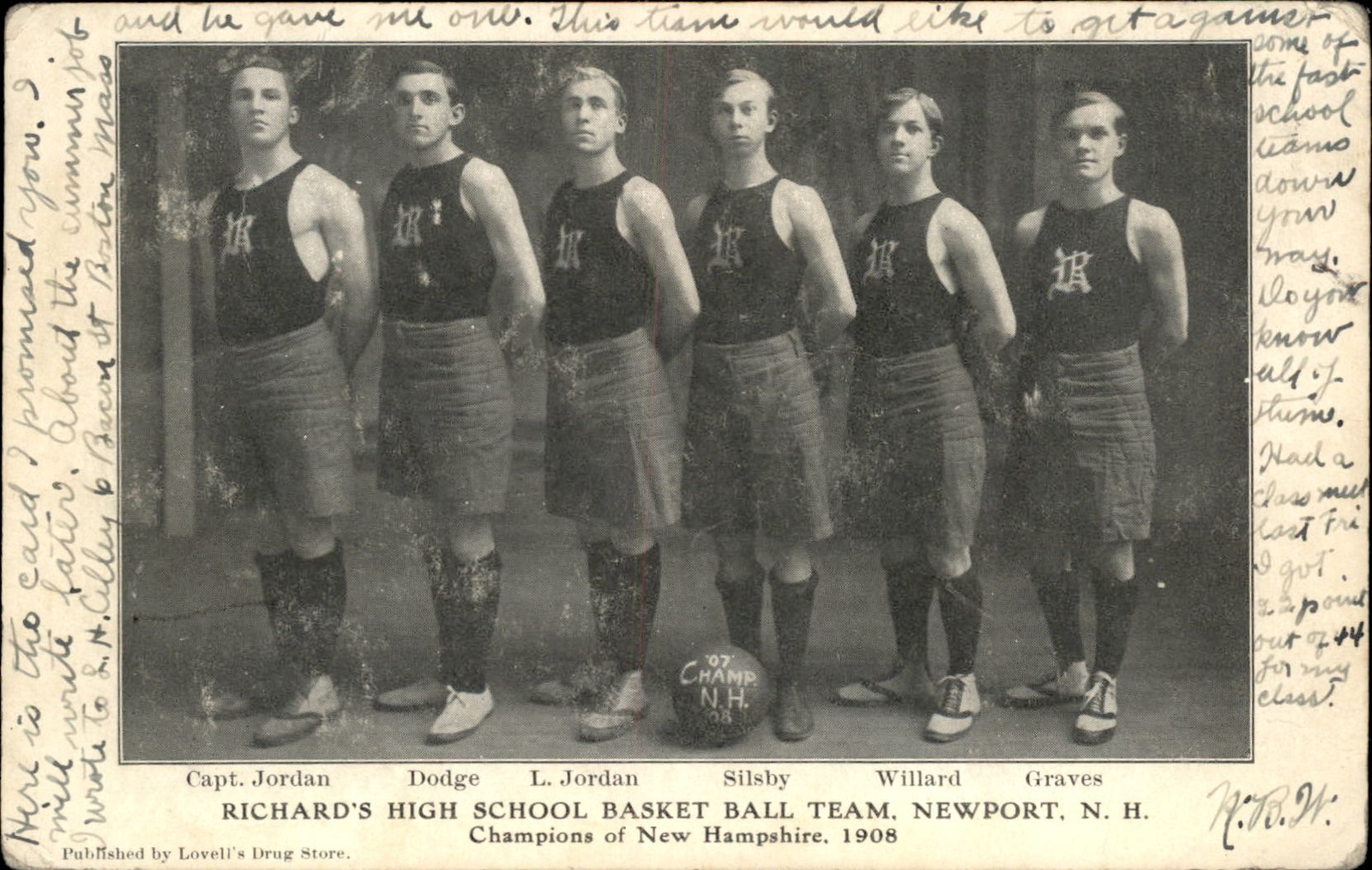 Newport NH High School Basket Ball Team c1908 Vintage Postcard bhn