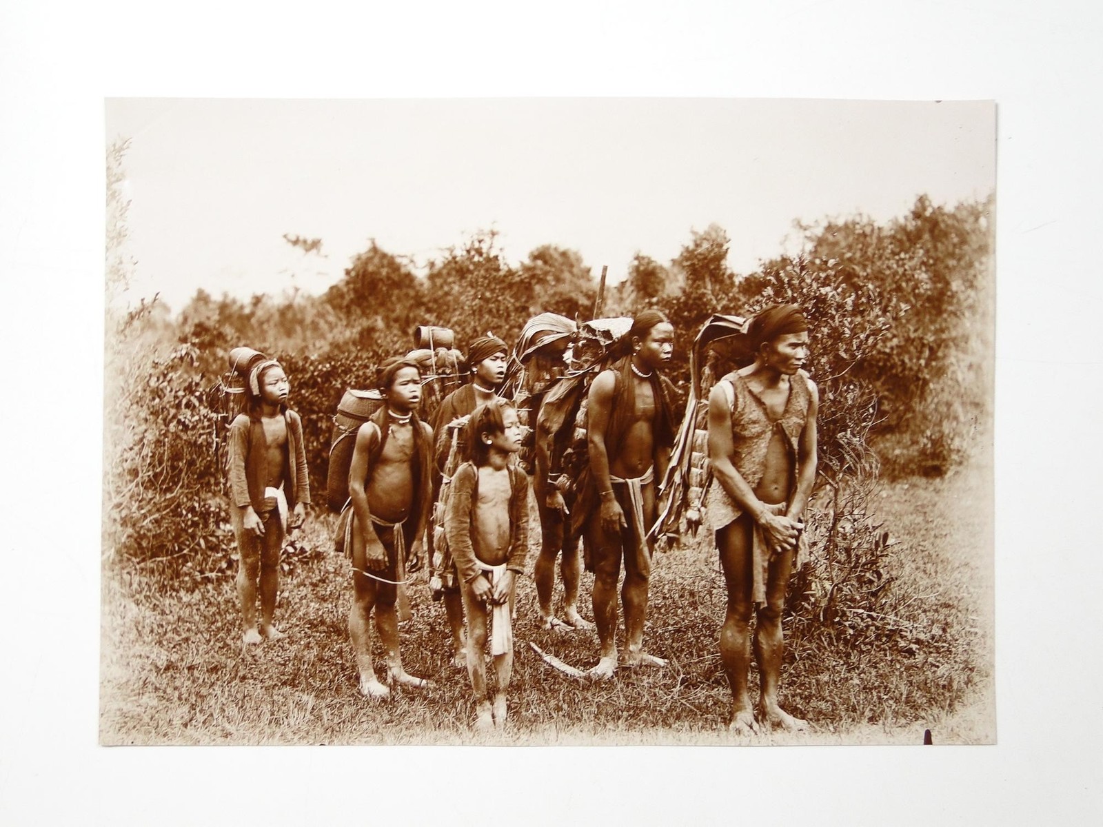 Dayak People Borneo Indigenous Tribe Carrying Baskets c1910s VTG Photo