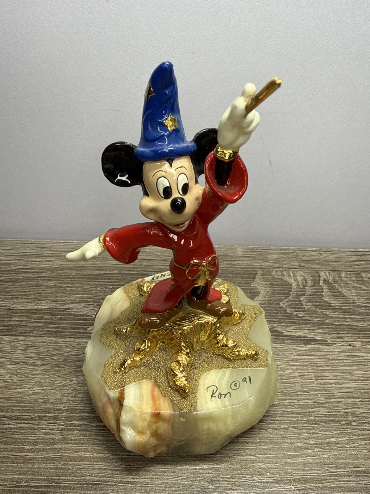 Vtg Signed Ron Lee Disney Sorcerer Mickey Fantasia Figurine LE Marble Base 1991