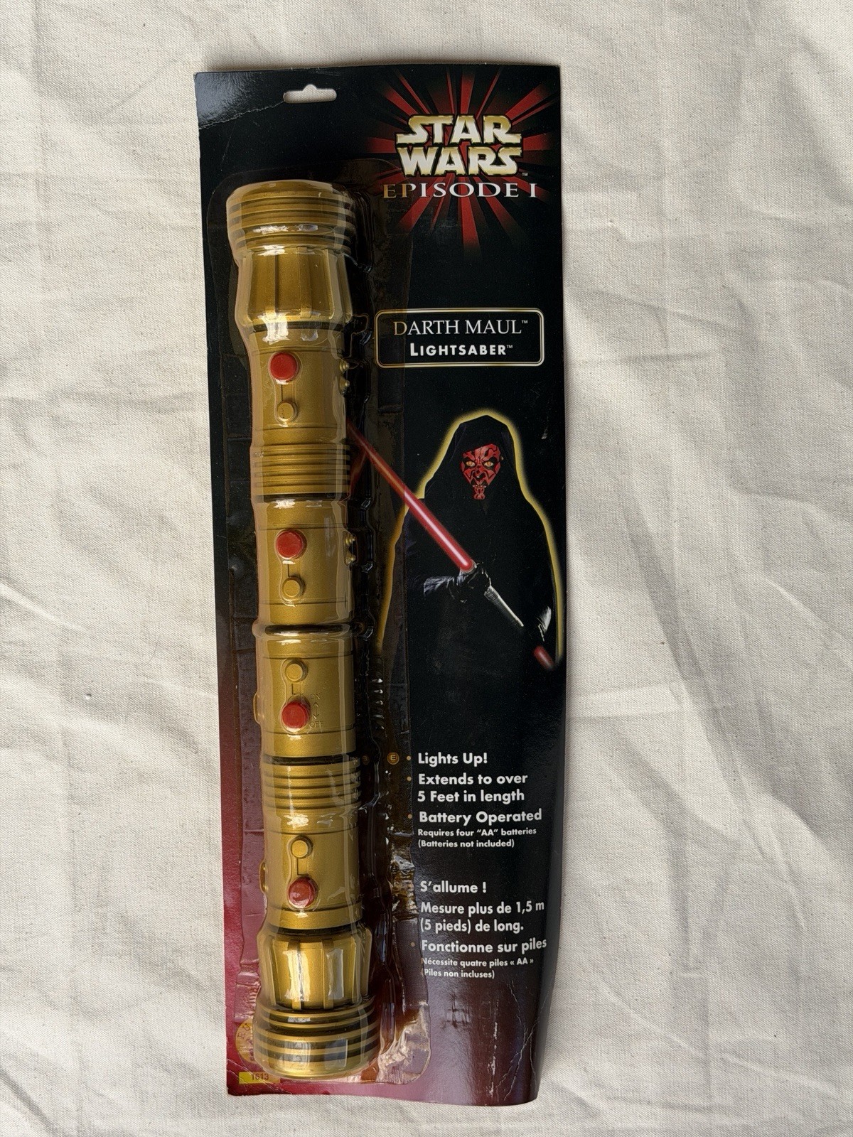 Vintage 1999 Star Wars Episode 1 Darth Maul Double-Sided Lightsaber Gold