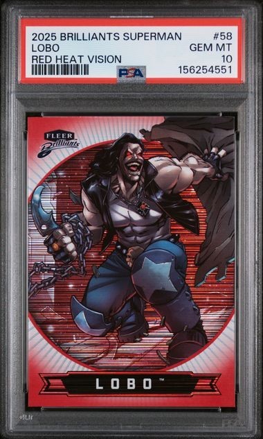 2025 FLEER BRILLIANTS SUPERMAN LOBO RED HEAT VISION #58 PSA 10 SUPERGIRL