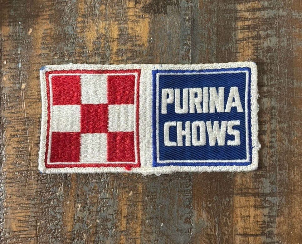 Vintage PURINA CHOWS Farming Animal Feed Company Logo Sew-On Patch 1970s