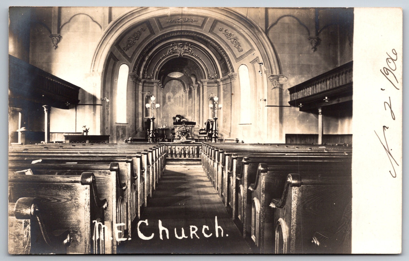 Methodist Episcopal ME Church Interior 1906 RPPC Postcard Methodist Episcopal ME Church Interior 1906 RPPC Postcard