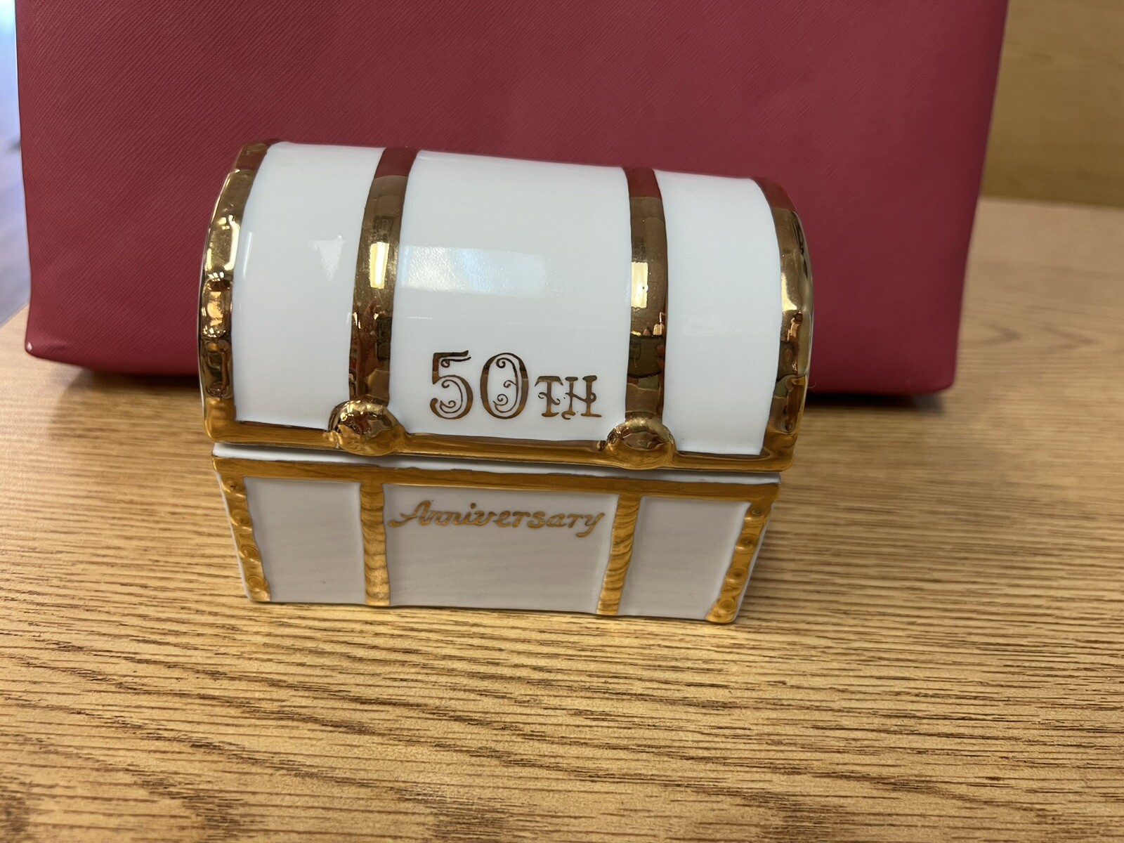 Lefton 50th Anniversary Porcelain Trinket Trunk - Made in Japan