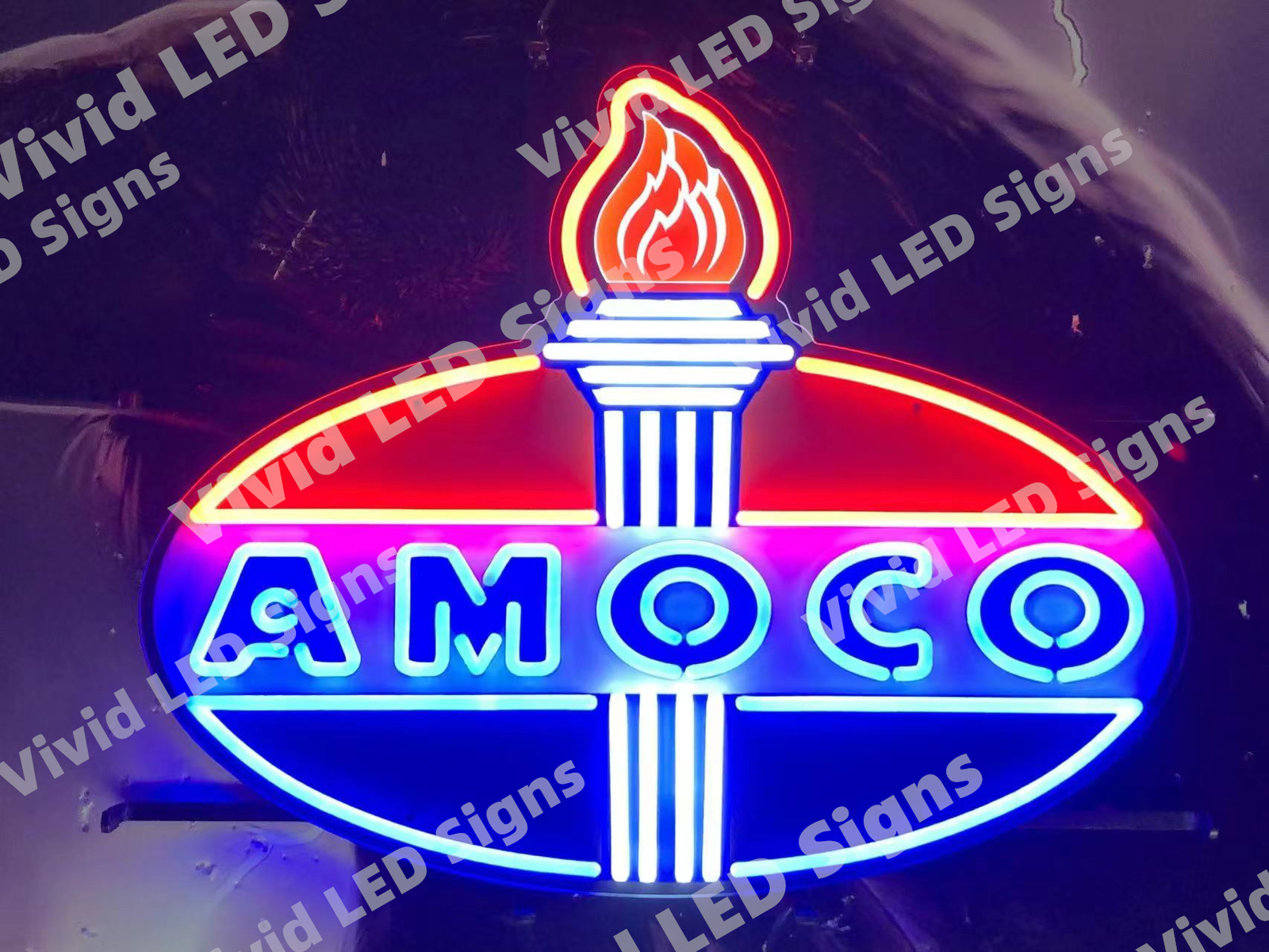 Amoco Oil Gasoline Gas Fuel Vivid LED Neon Sign With Dimmer Hanging Art 24\