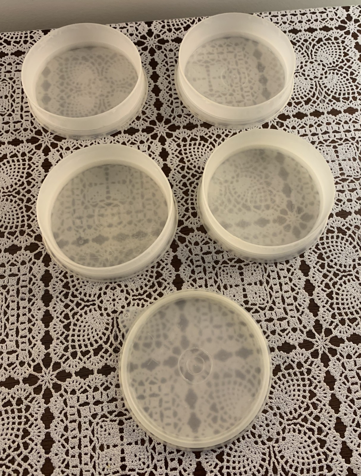 Four Vintage Tupperware Hamburger Pattie Storage Containers With Seal No Press