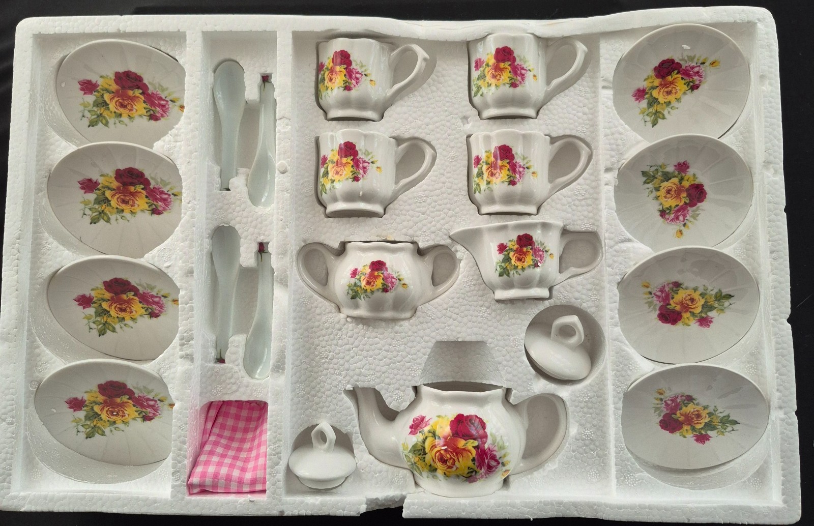 Vintage Formalities Baum Bros 25 Pc Miniature Tea Set Pink and Yellow Flower Box Vintage Formalities Baum Bros 25 Pc Miniature Tea Set Pink and Yellow Flower Box