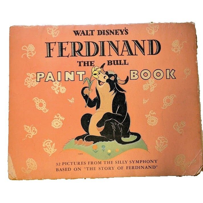 Antique Walt Disney's Ferdinand The Bull Paint Book Coloring 1938 Rare USA