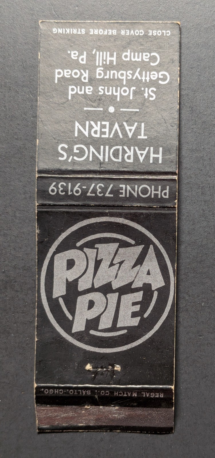 Vintage Pizza Pie Tavern Camphill PA Matchbook Cover