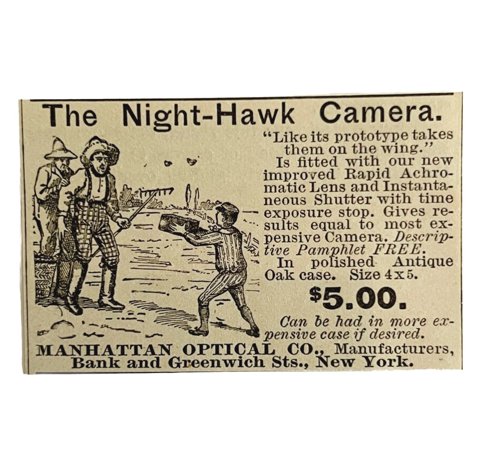 Night Hawk Camera 1894 Advertisement Victorian Manhattan Optical Co NY ADBN1bb