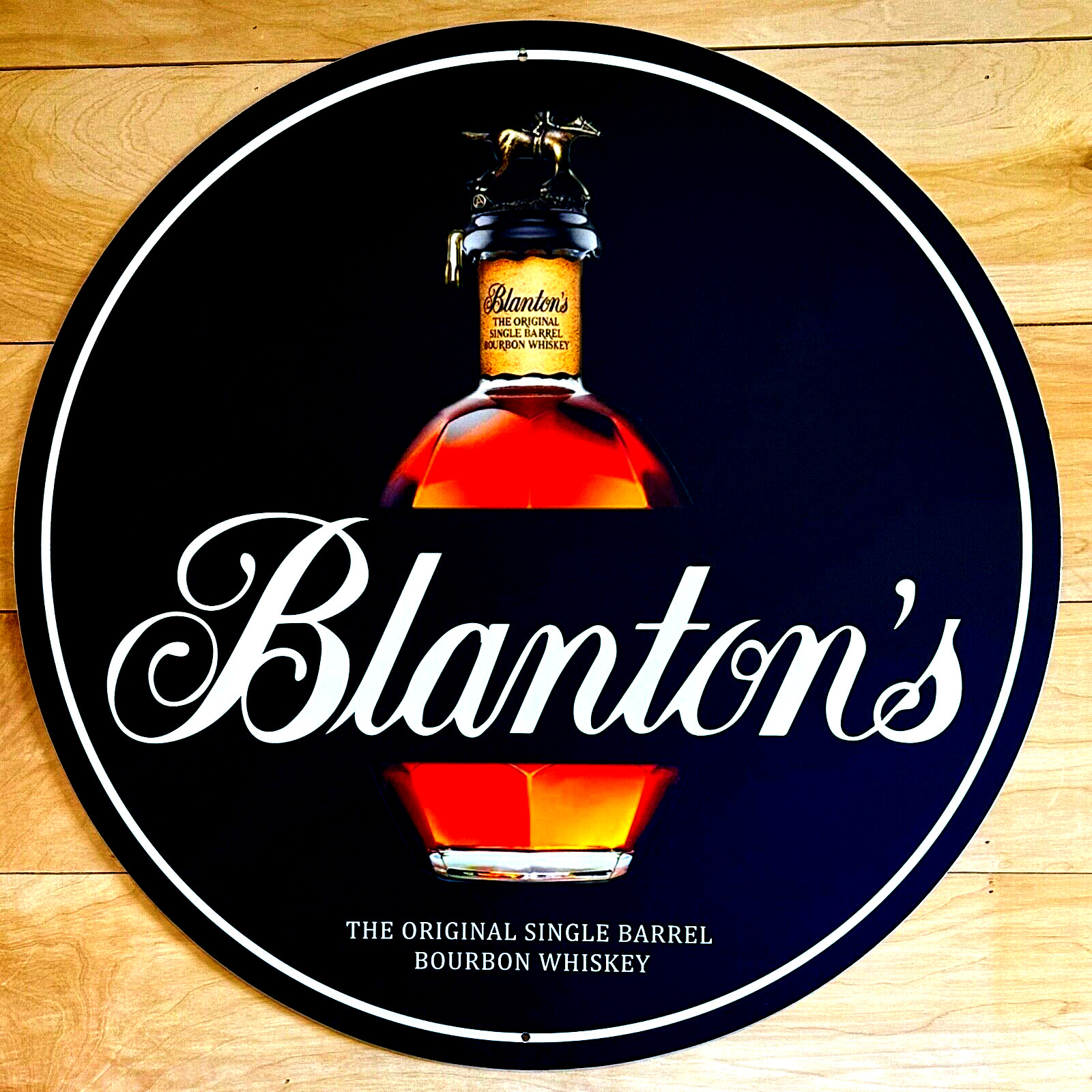 Blanton's Bourbon Whiskey Sign 24 inch diameter wall decor. Indoor/Outdoor