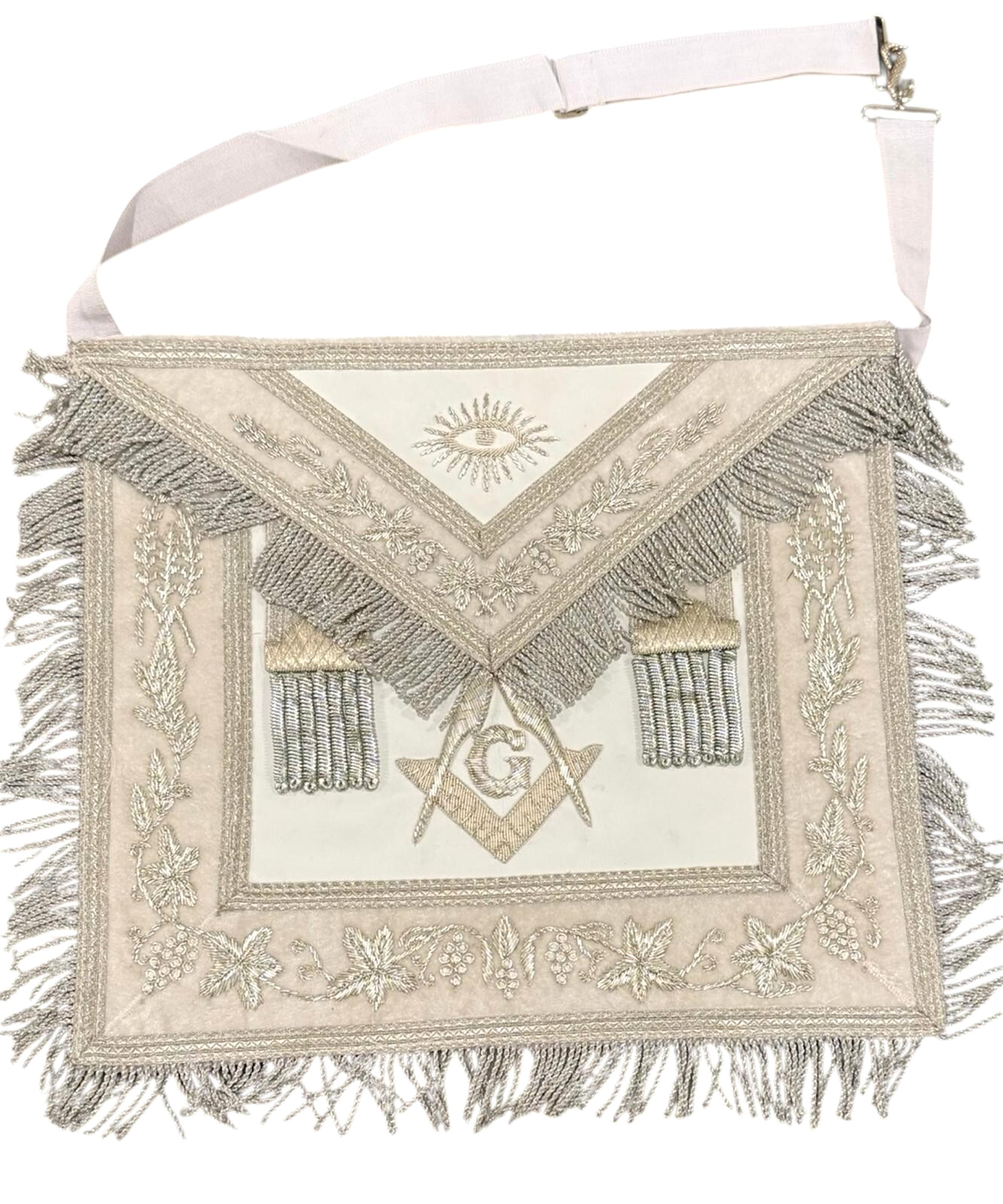 Handmade Masonic Master Mason Apron with Compasses & Square - Genuine Lambskin