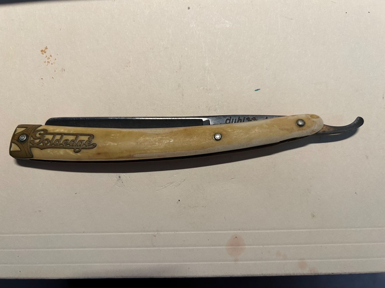 Vintage DUBL DUCK - PEARL DUCK- GOLDEDGE - Straight Razor