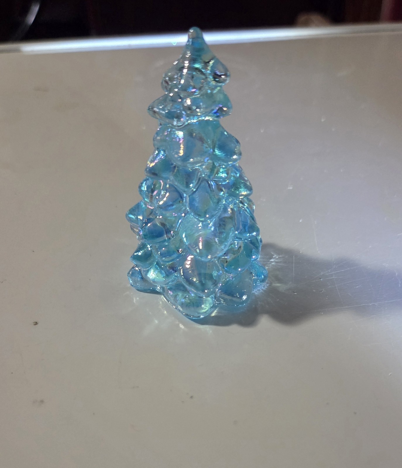 Mosser Glass USA MINI Christmas Tree - Blue Buffet CARNIVAL -2.75 Mosser Glass USA MINI Christmas Tree - Blue Buffet CARNIVAL -2.75