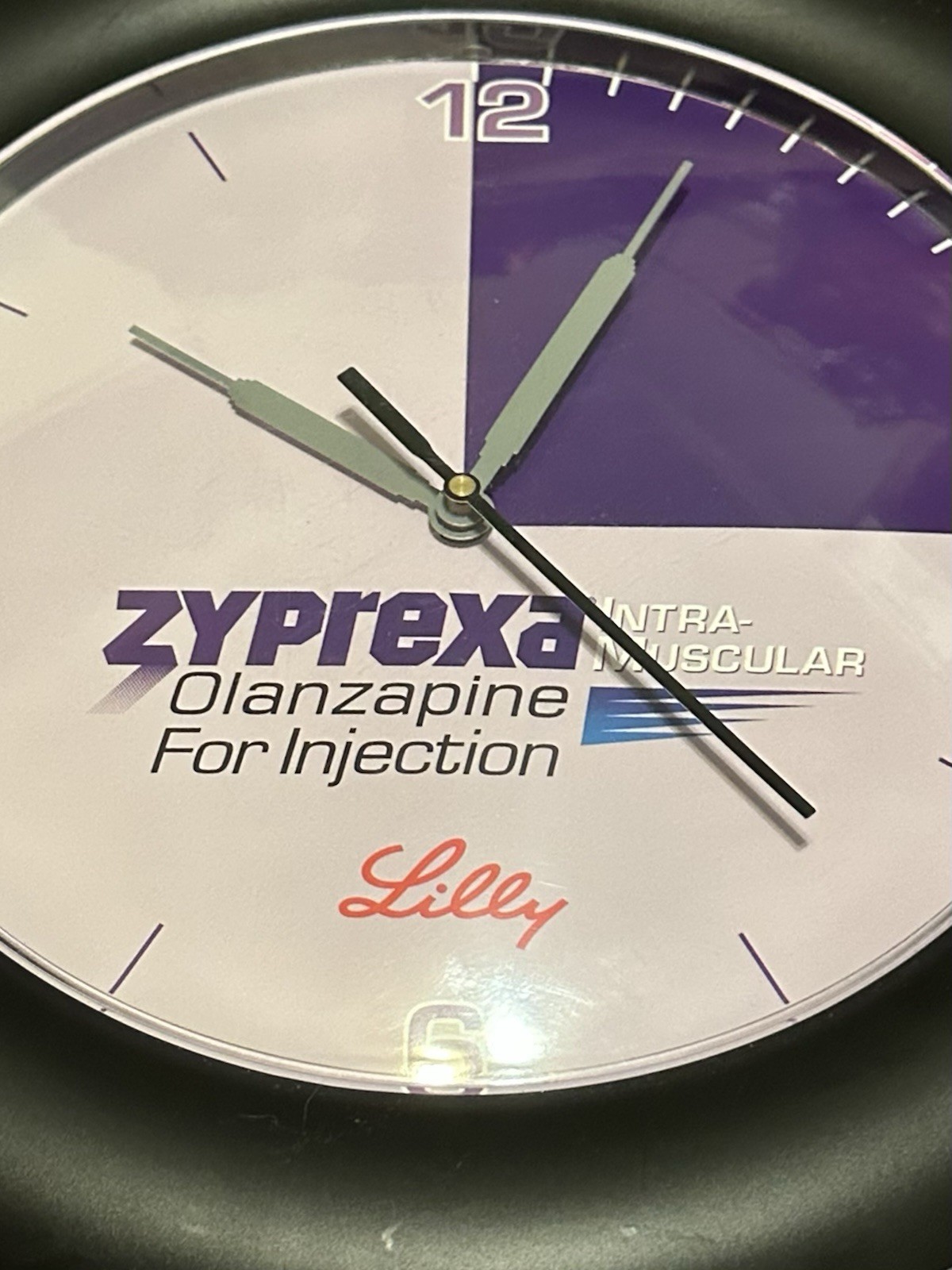 VTG Zyprexa Olanzapine IM Injection Working Wall Clock Lilly Pharma Drug Promo