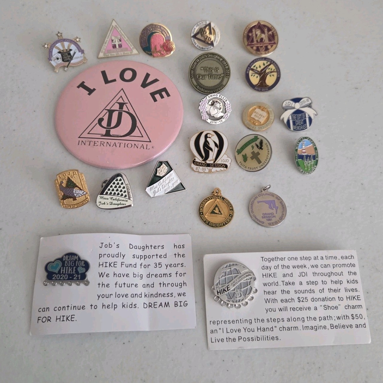 Job\'s Daughters International Pin Lot Masonic Fraternal IOJD Pendant Charm Vtg Job\'s Daughters International Pin Lot Masonic Fraternal IOJD Pendant Charm Vtg