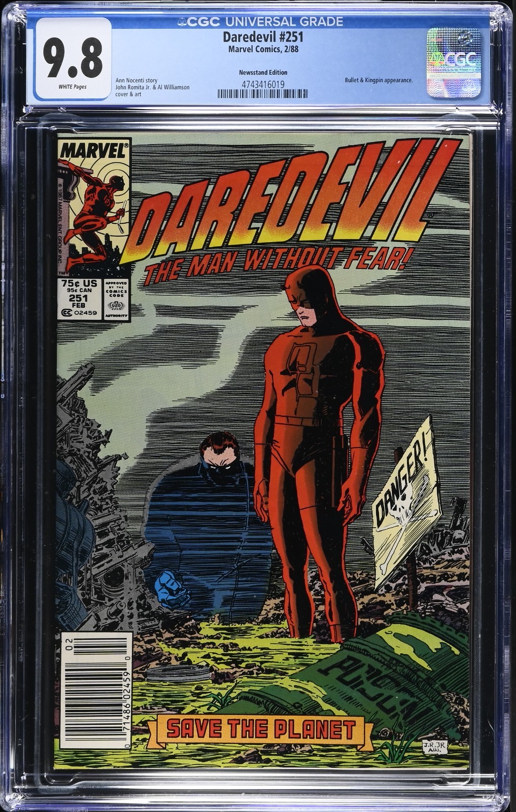 DAREDEVIL #251 CGC 9.8, 1988, RARE NEWSSTAND EDITION, KINGPIN APPEARANCE