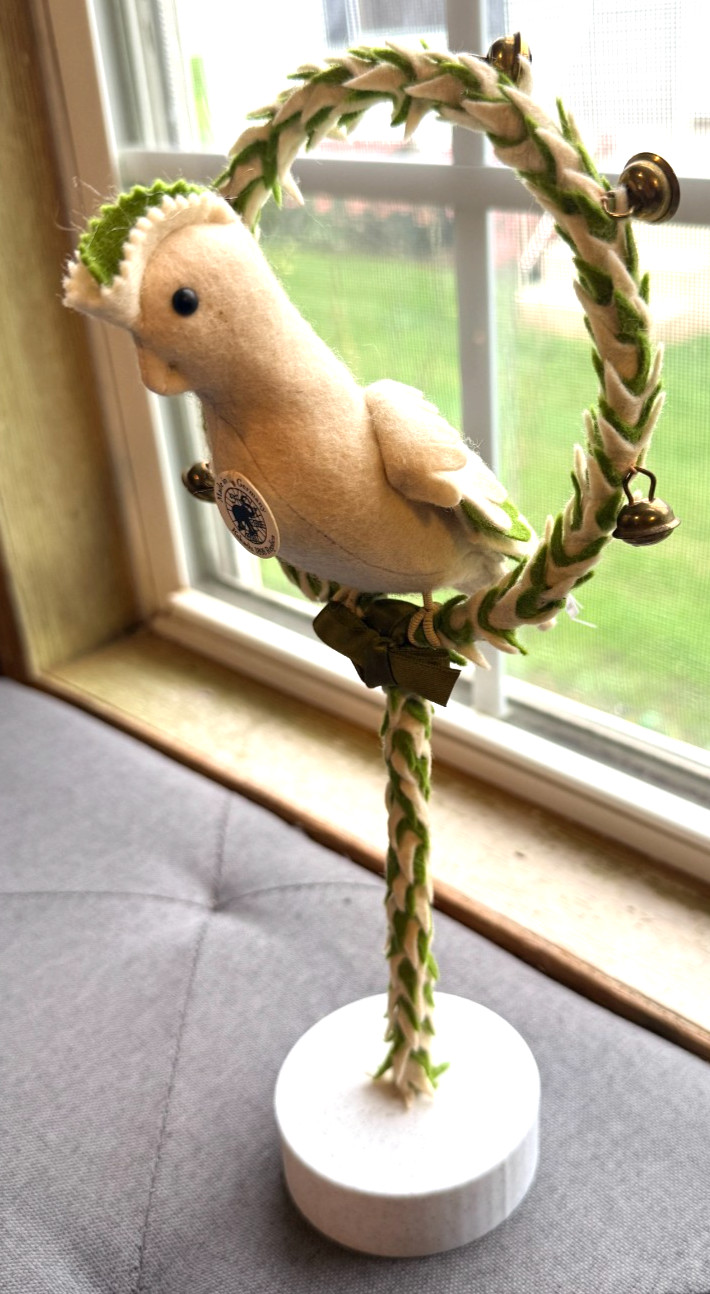 Vtg Steiff Limited Edition Cockatoo Rattle Replica 1898 Parrot w/Base Germany