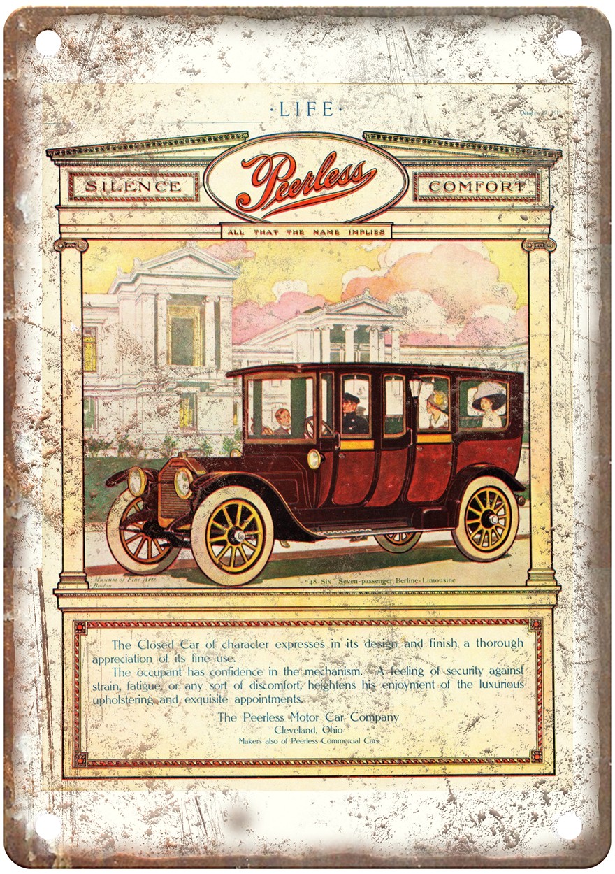 1912 Peerless Vintage Automobile Ad Retro Look Metal Sign AM8561 1912 Peerless Vintage Automobile Ad Retro Look Metal Sign AM8561