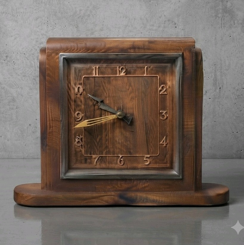 Art Deco Garrard Mantel Clock 1930-40s Veneered Wood Chrome Bezel Arabic Numbers