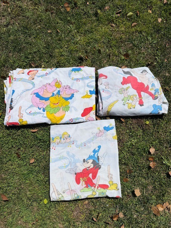 VTG Disney Fantasia 3-Piece Sheet Set Centaurettes Pegasus Cupids Hippos Rare