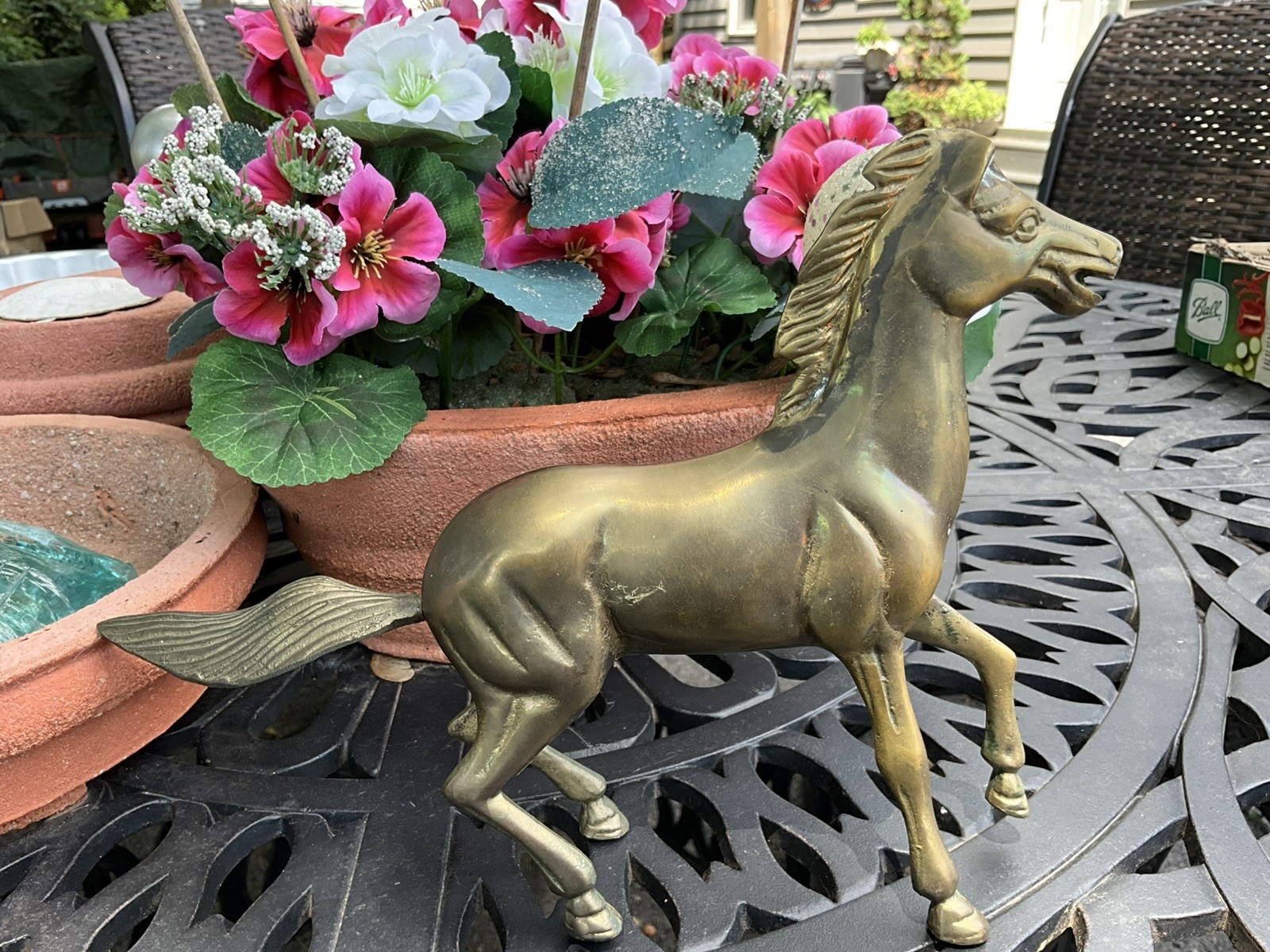 -Vintage Solid Brass Horse Figurine Sculptor 11.5'' Long