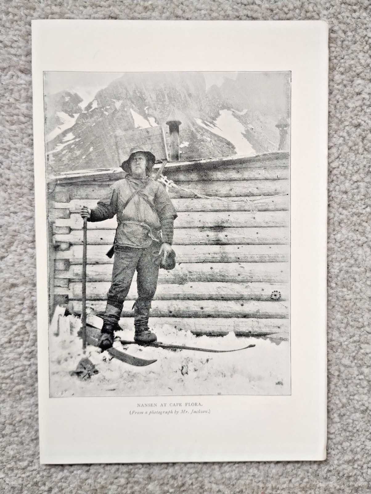 Dr Fridtjof Nansen at Cape Flora - Antique Print - 1900