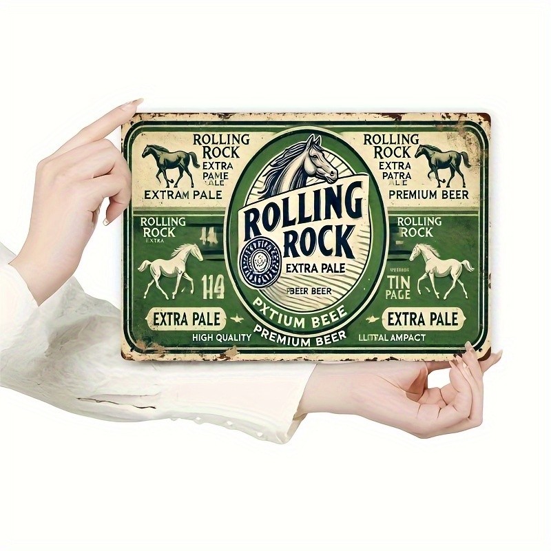Vintage Rolling Rock Beer Iron Tin Metal Signs Home Décor Wall Art 8x12 