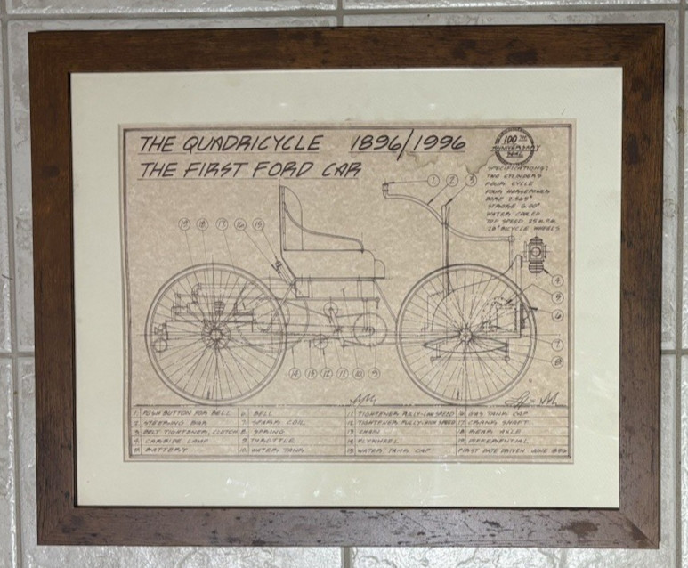 Henry Ford Quadricycle Framed Print  Model A  Model T   1896  -  1996