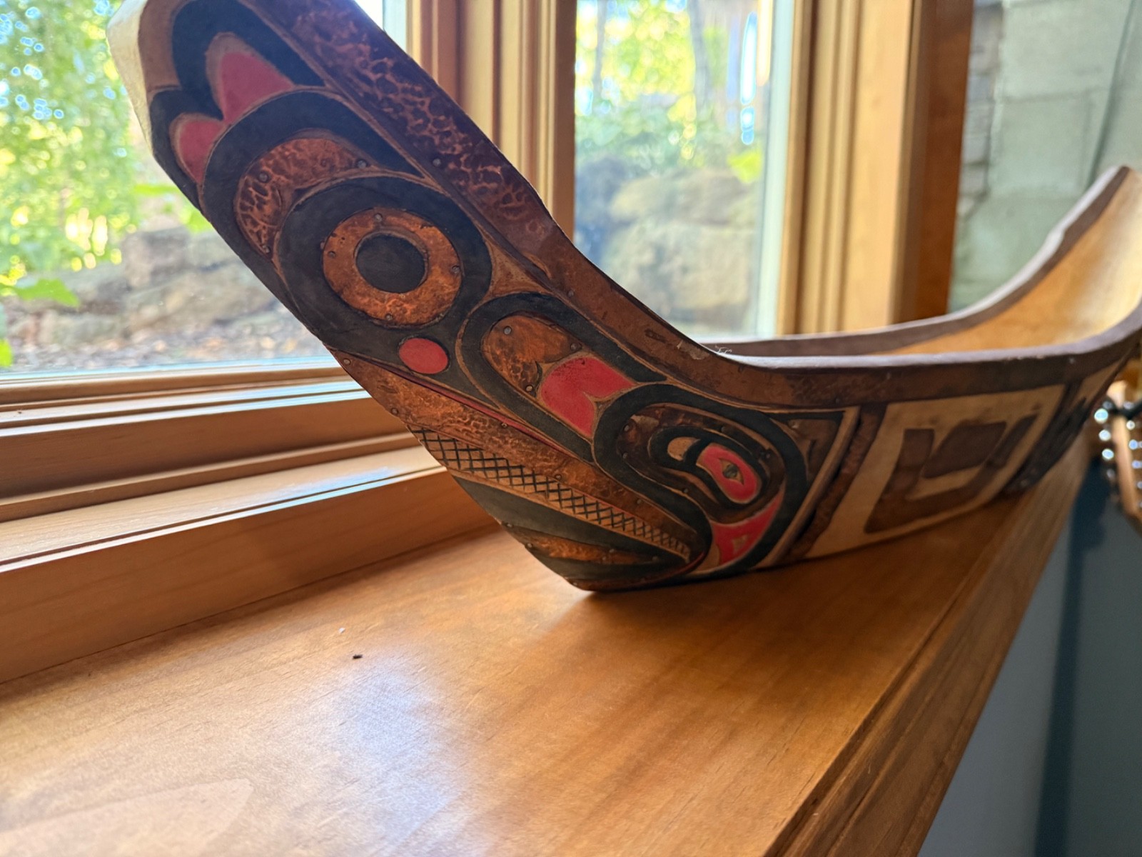Tlingit carved Northwest Coast Style Wooden Canoe model