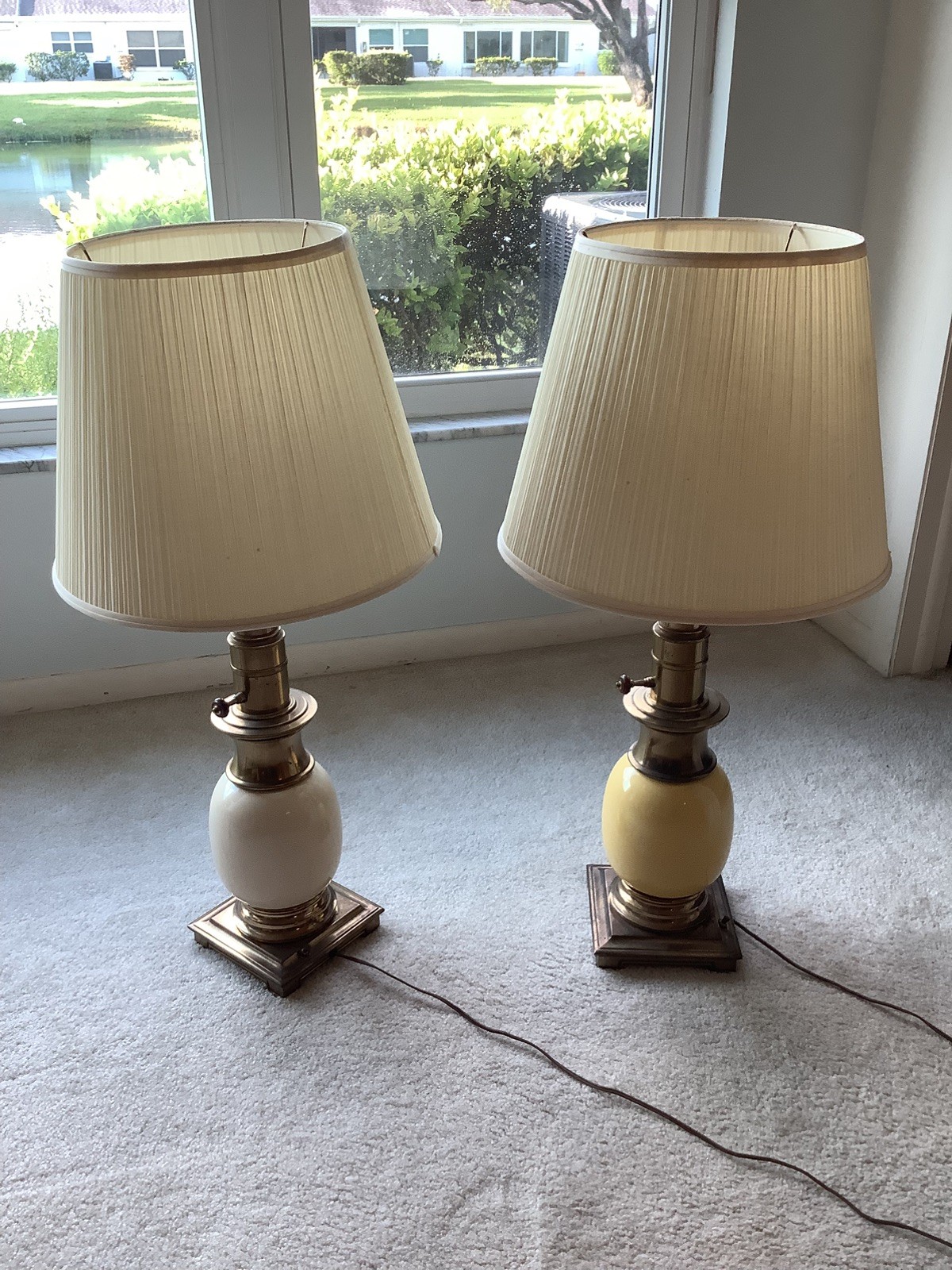 Stiffel Vintage Brass Candlestick Table Lamps Pair