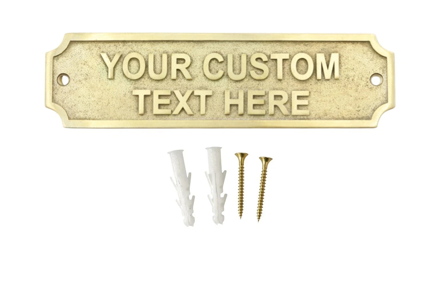 Custom Brass Door Plaque Personalized Text Sign 22x5cm House Office Wall Gate