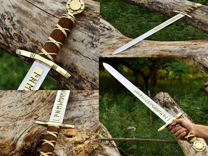 Handmade Merlin Excalibur Knight Templar Medieval Viking Sword with Sheath Gift