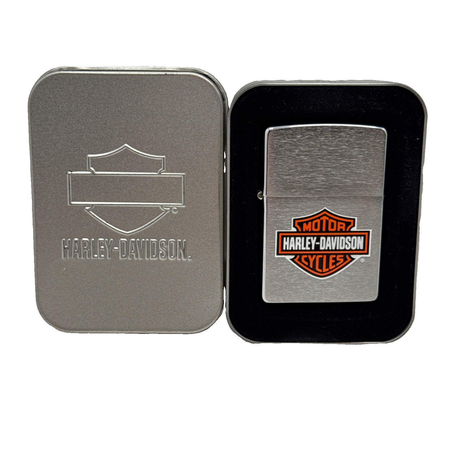 Zippo 2004 Harley Davidson Logo Chrome Lighter in Box VG