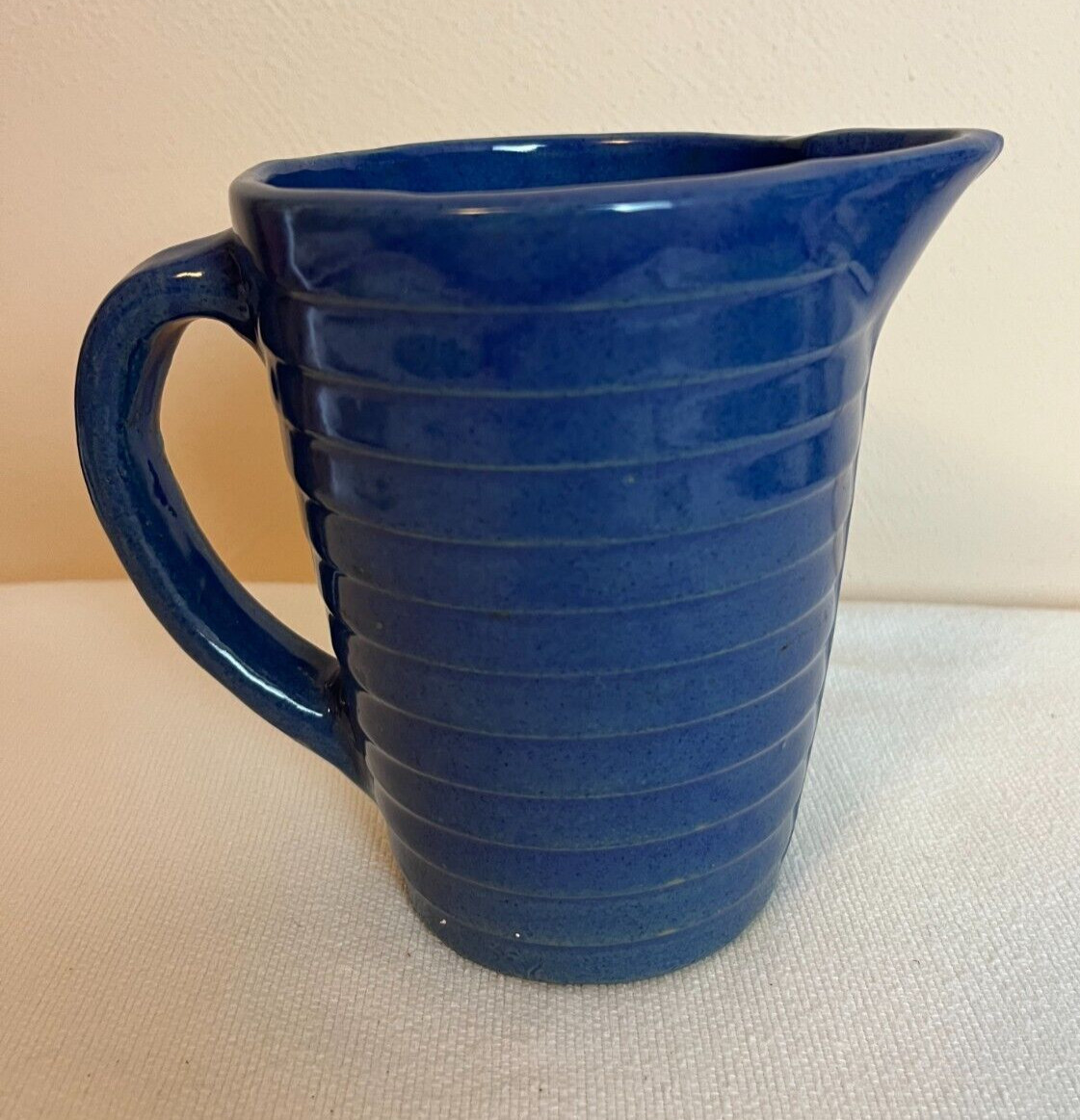 Vintage Blue Ribbed Pitcher 6\