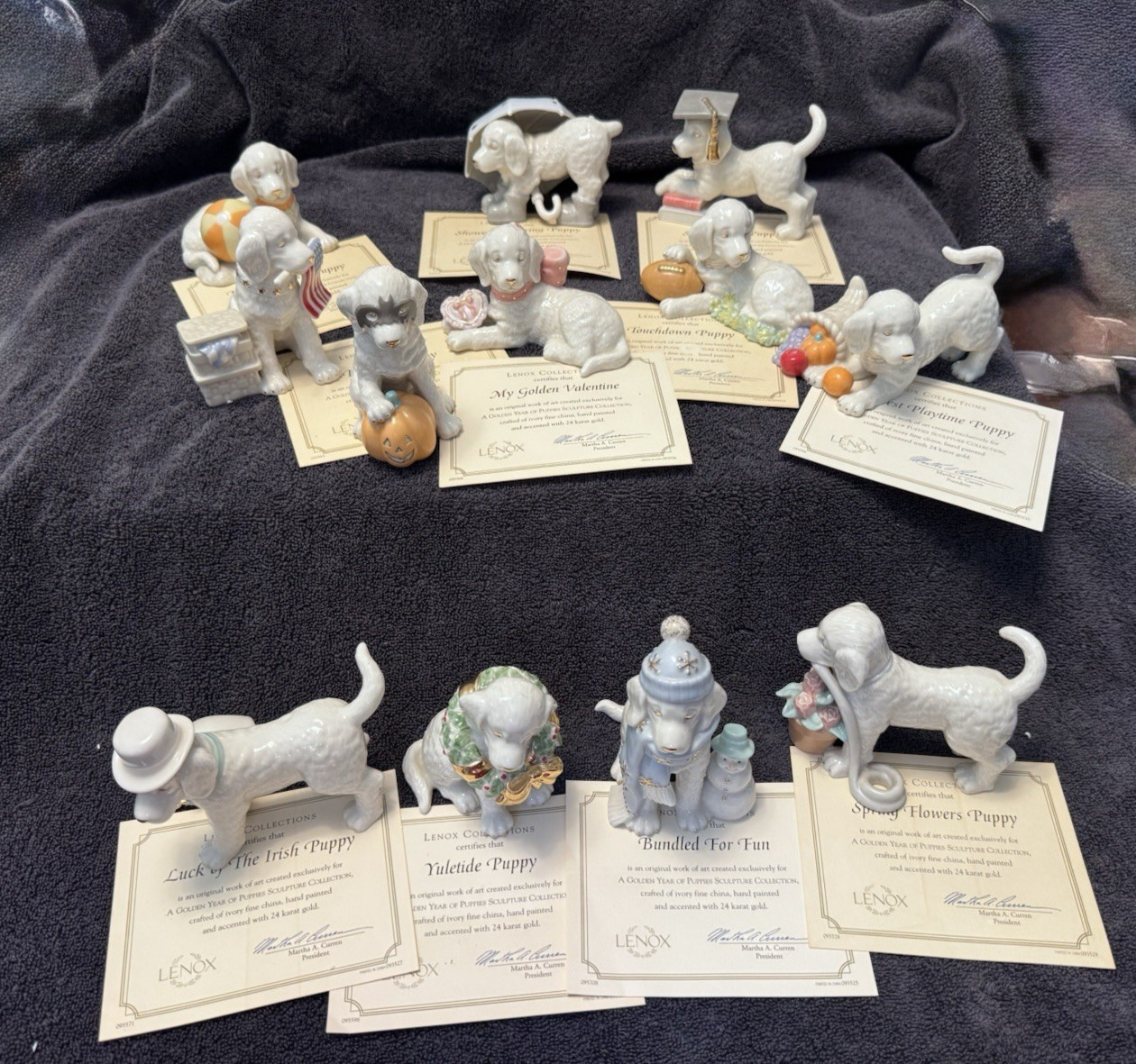 Lenox Golden Year Of Puppies Collection Complete Excellent ~ Golden Retrievers Lenox Golden Year Of Puppies Collection Complete Excellent ~ Golden Retrievers