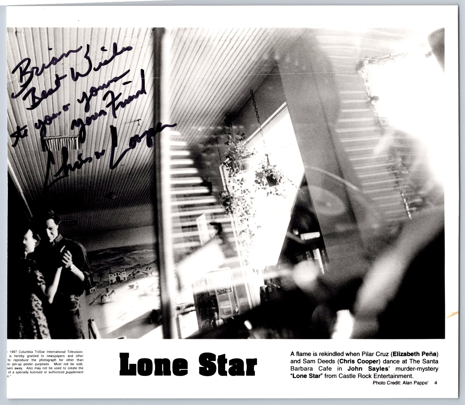 Chris Cooper Autograph Lone Star Movie 1997 Promotional Photo Actor Signed