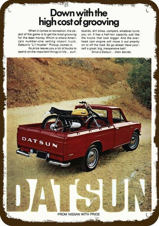 1972 DATSUN Li\'l Hustler Pickup Truck Vintage-Look DECORATIVE REPLICA METAL SIGN
