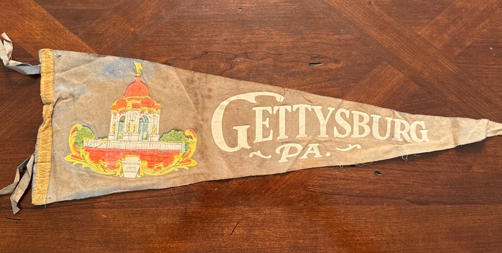 Vintage Pennsylvania State Monument Gettysburg Souvenir Felt Pennant 27\