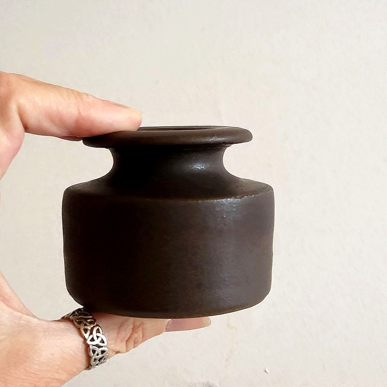 Vintage Studio Pottery Bud Vase Handmade Brown Ceramic Minimalist Decor