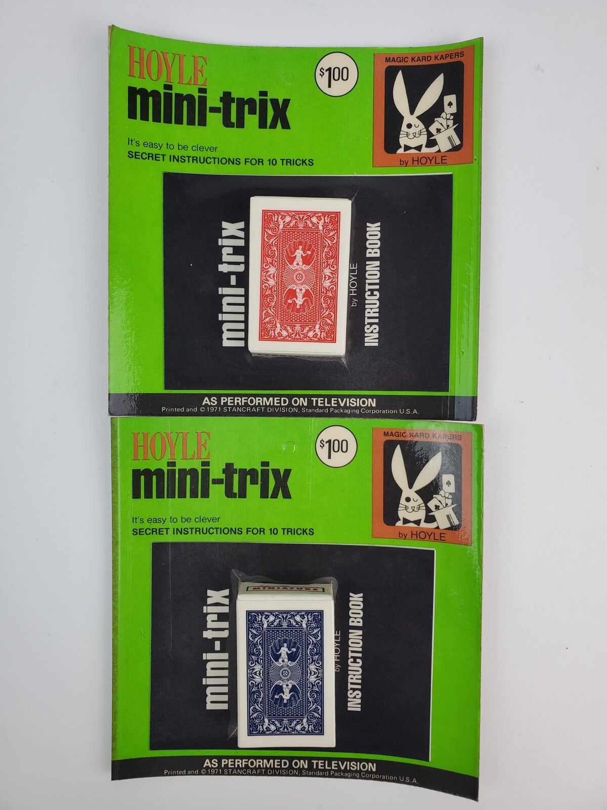 Vintage 1971 (2) Sets Hoyle Mini Trix Magic Card Decks - NEW Sealed